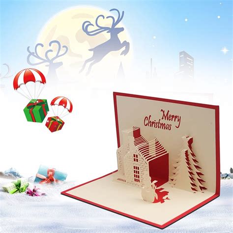 Nice Christmas Cards 3d Pop Up Merry Christmas Series Santas Handmade Custom Greeting Cards
