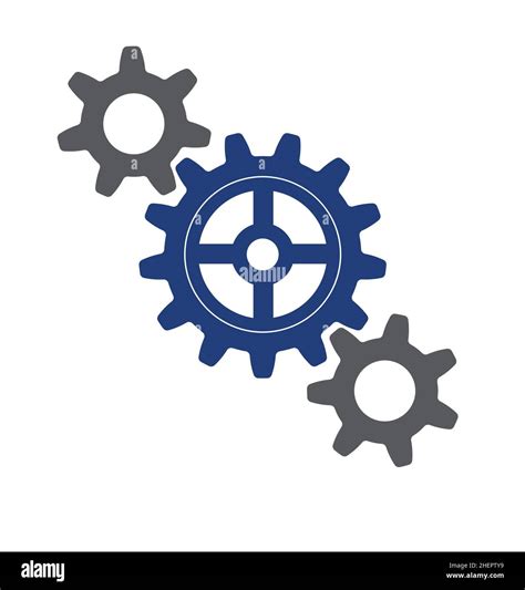 Three Meshing Gears Gray And Blue Icon Logo Vector Isolated On White