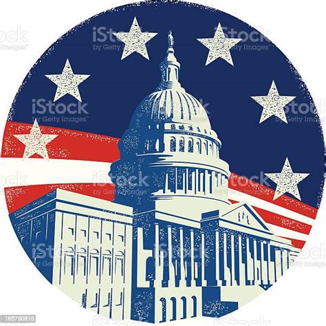 Capitol Building With Stars And Stripes Stock Illustration Download