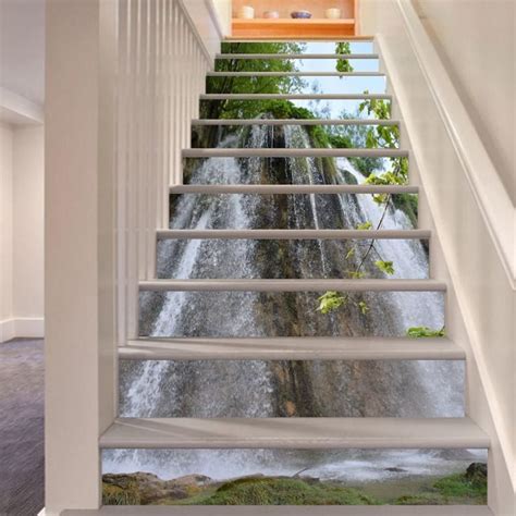 3d Huge Water Fall Stair Risers Mural Pvc Sticker Mural Photo Etsy
