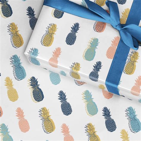 Pineapple Wrapping Paper Tropical Wrapping Paper Caribbean Etsy