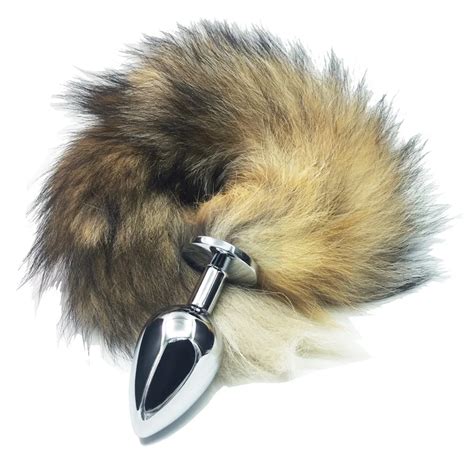 xl size large fox tail metal anal plug adult toys sex toy for woman stainless steel