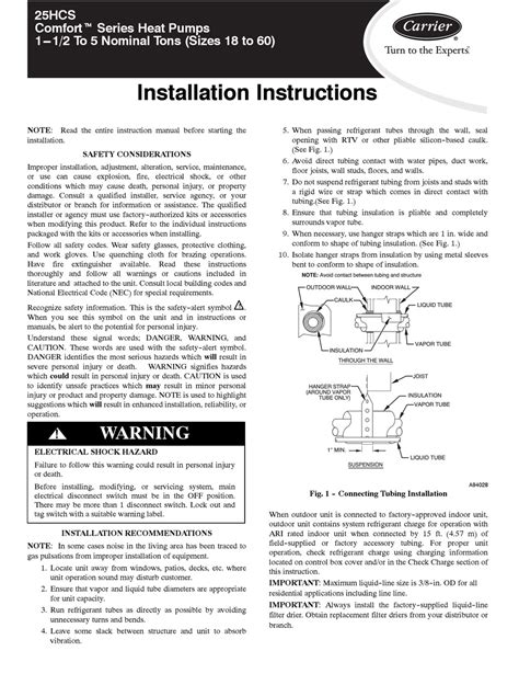 Carrier Comfort 25hcs Installation Instructions Manual Pdf Download