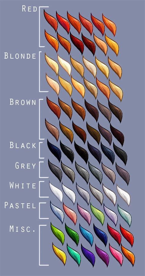 Hair Colour Swatches By Lizalot On Deviantart