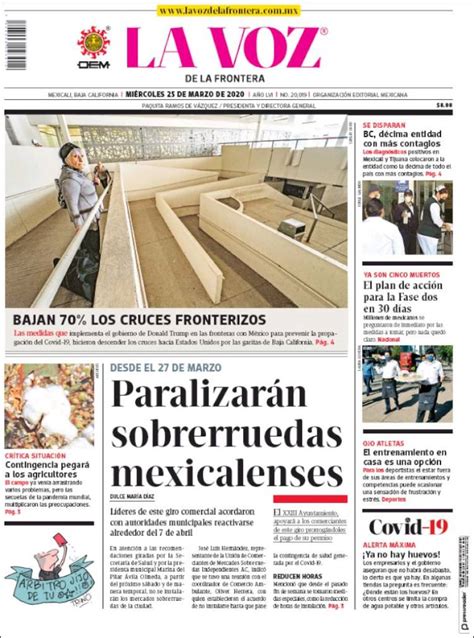 Periódico La Voz De La Frontera México Periódicos De México Toda La