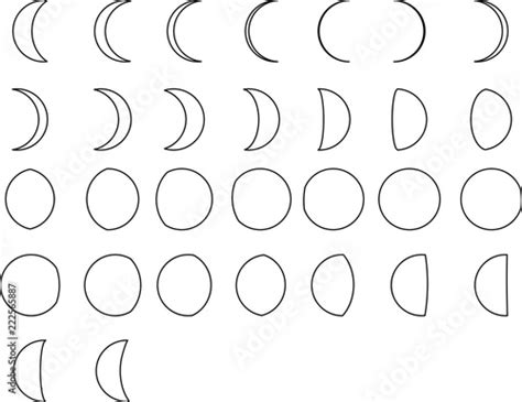 Outline Phases Of The Simple Moon Set Stock ベクター Adobe Stock