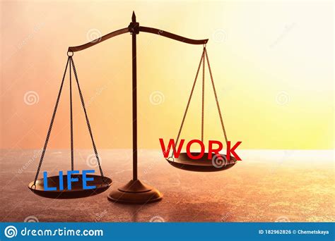 Work Life Balance Scale With Words On Table Stock Photo