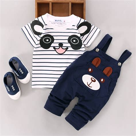 Nice Toddler Newborn Kids Baby Boy Cartoon Panda Cotton T Shirt Striped