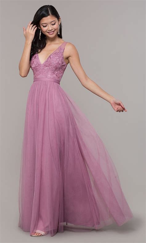V Neck Long Mauve Pink Prom Dress By Promgirl Prom Dresses Pink Prom