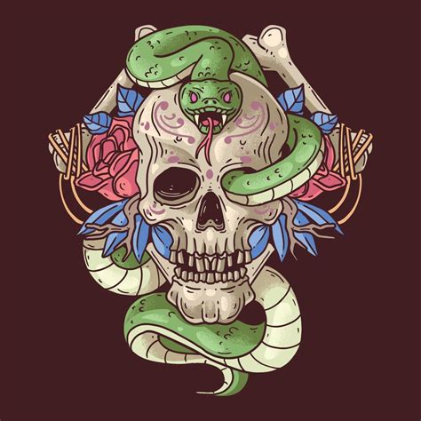Day Of The Dead Skull And Snake 9898586 Vector Art At Vecteezy