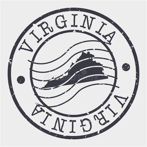Virginia Map Silhouette Postal Passport Stamp Round Vector Icon Seal