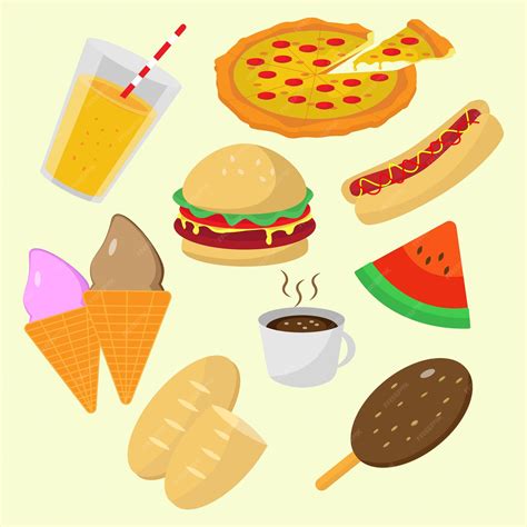 Premium Vector Set Of Food And Drink Vector Illustration Of Food And
