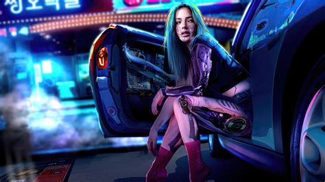 Cyberpunk Girl Car Sci Fi 4k Hd Wallpaper Rare Gallery