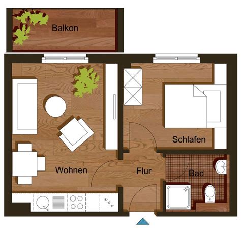 So kommt die einzimmerwohnung groß raus küchenzeile als raumteiler zwischen wohnzimmer und küche. Grundriss Zweizimmerwohnung 35 m² | haus | Pinterest ...