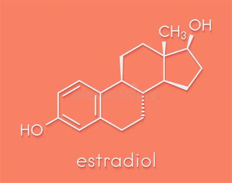 Estradiol Estrogen Female Sex Hormone Molecule Atoms Are Represented As Spheres With