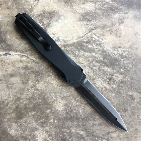 Pro Tech Knives Dark Angel Otf Single Action Black Handle 154cm Dlc