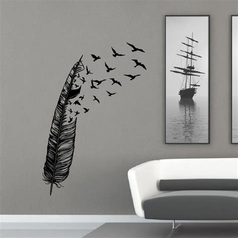 Feather Flying Bird Wall Decal Vinyl Stickers Abstract Wall Art