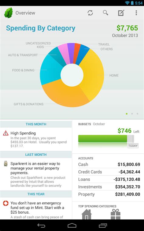 Everydollar is a budget app that helps you track your spending and plan for purchases. Mint.com Personal Finance - screenshot