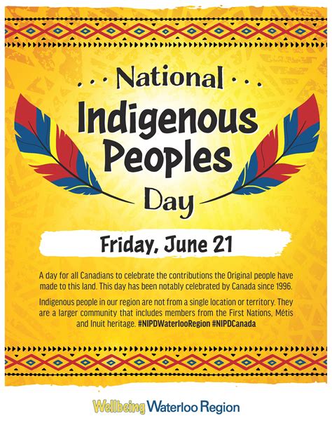 It is similar to native american day, observed in september in. National Indigenous Peoples Day - Wellbeing Waterloo Region