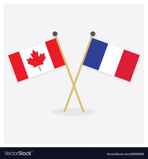 Crossed Canada And France Flags Icons With Shadow Vector Image