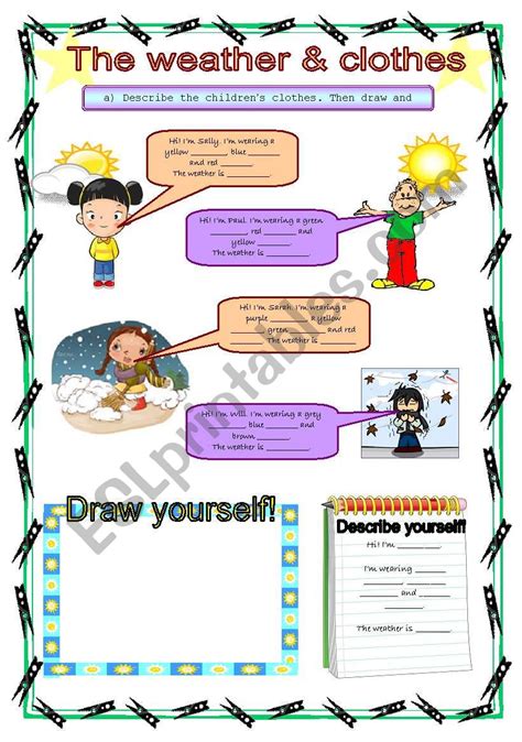 The Weather And Clothes Esl Worksheet By Marykate