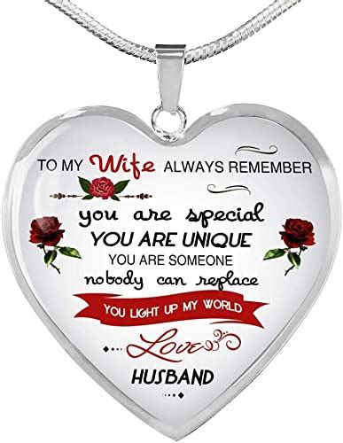 To My Wife Necklace Heart Pendant T From Husband And