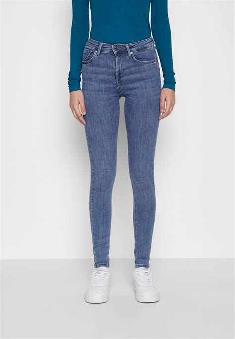 Only Tall Onlpower Mid Push Up Jeans Skinny Fit Medium Blue Denim