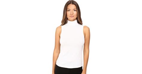 Theory Wendel Ribbed Viscose Sleeveless Turtleneck Top In White Lyst