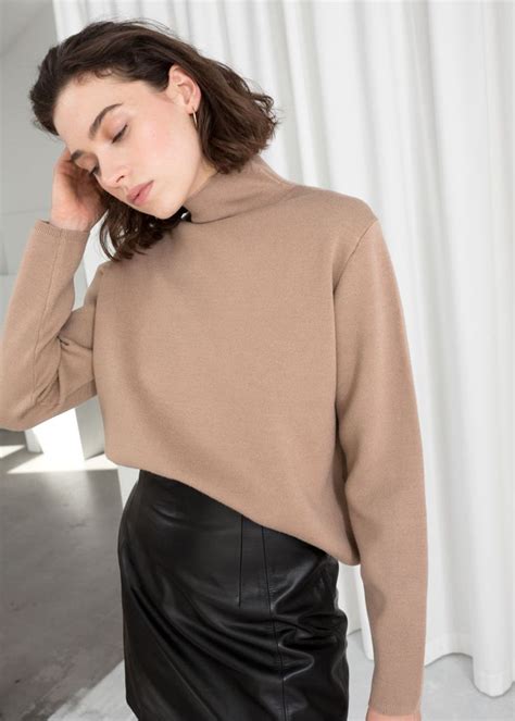 Cropped Relaxed Fit Turtleneck Beige Turtlenecks And Other Stories