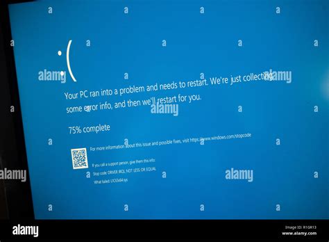 A Windows 10 Blue Screen Of Death Bsod Crash Message In November