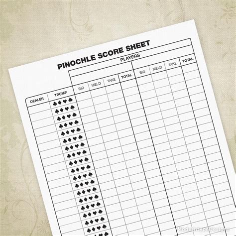 Pinochle Score Sheet Printable In 2021 Pinochle Card Game Pinochle