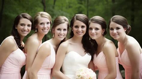 Bridesmaids Posing In Lilac Dresses With Eachother Background Pictures