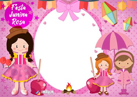 Festa Junina Rosa Para Meninas Moldura Imagem Legal