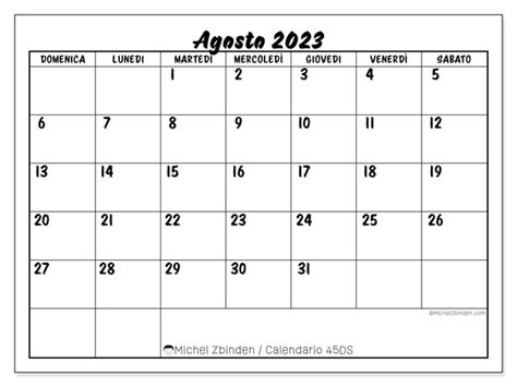 Calendario Agosto 2023 Da Stampare “484ds” Michel Zbinden It