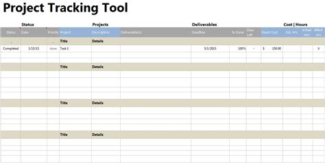 Task Tracking Spreadsheet Template —