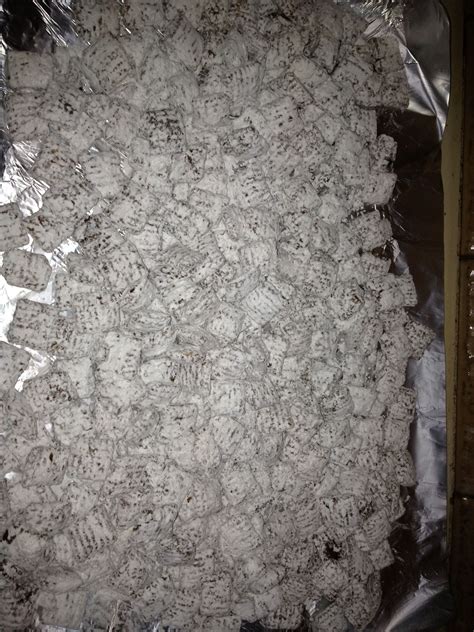 It's hard not to eat the whole thing it's so good. My puppy chow!!!! Chocolate chex cereal powdered sugar ...