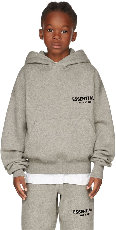 Essentials Kids Gray Logo Hoodie