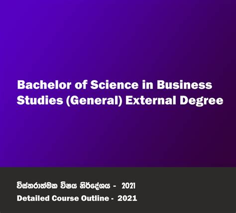 Bachelor Of Science In Business Studiesgeneral External Degree