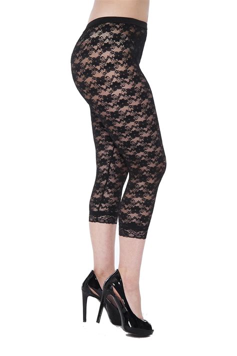 women s lace leggings 80s costume party lace tights black floral lace capri buy online in