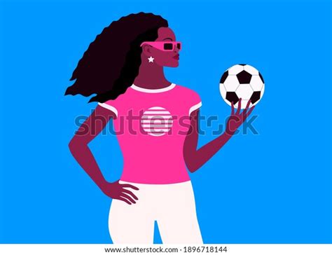 African Girl Soccer Ball Fitness Coach Stock Vector Royalty Free