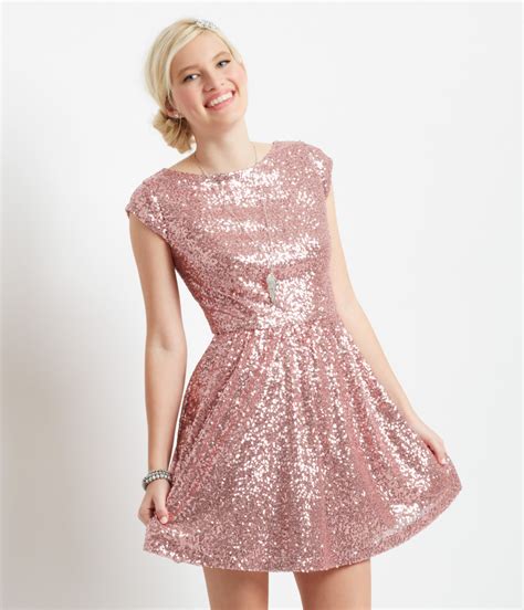 Aéropostale Glitz Sequined Cap Sleeve Dress In Pink Lyst