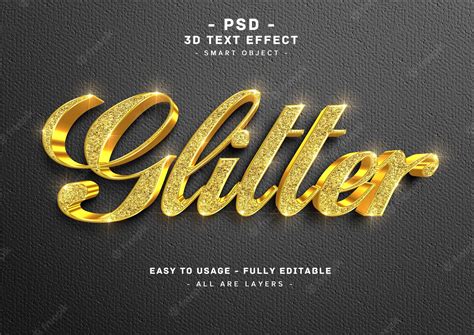 Premium Psd 3d Golden Glitter Text Style Effect