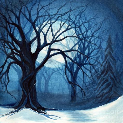 Something In The Air Tonight Winter Moonlight Forest Painting By
