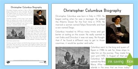 Christopher Columbus Biography Fact File This Fact File Describes The