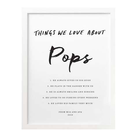 Personalised Things I Love About Grandad Print By Old English Company