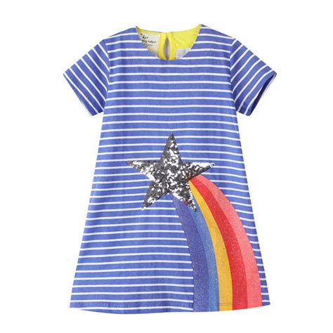 Jumping Meters Summer Girls Star Dresses For Baby Cotton Clothes Stripe