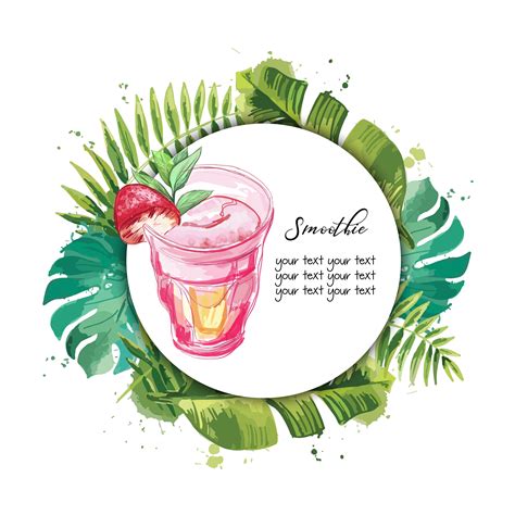 smoothie vector background with tropical leaves 502750 vector art at vecteezy