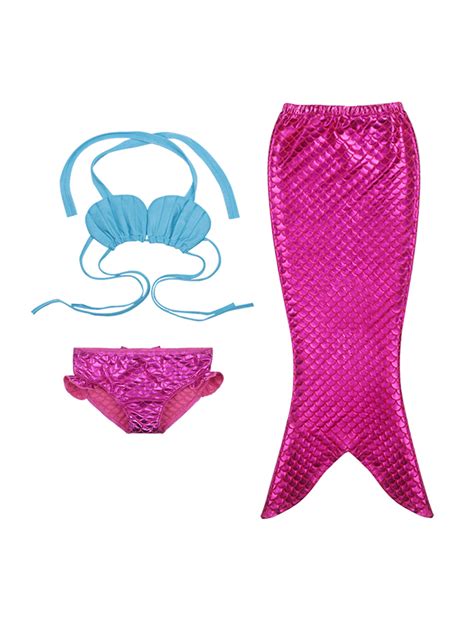 3pcs Girl Kids Mermaid Tail Swimmable Bikini Set Bathing Suit Fancy