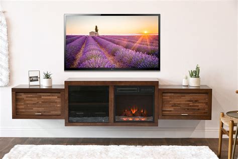 Floating Fireplace Entertainment Wall Tv Console Eco Geo Mocha