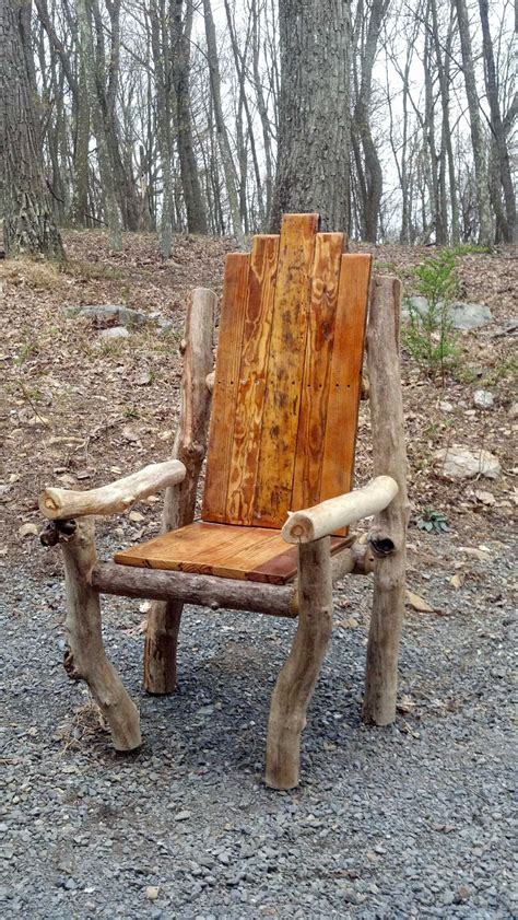 Outdoor chair plans for wooden chairs, loungers, stools, folding chairs, swinging chairs, and makeover ideas for all your existing outdoor furniture. Log Chair | Cabins | Rustic log furniture, Porch furniture ...